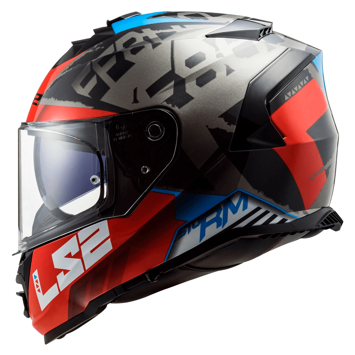 Capacete Original LS2 FF800 Storm Sprinter Preto Vermelho Titanium