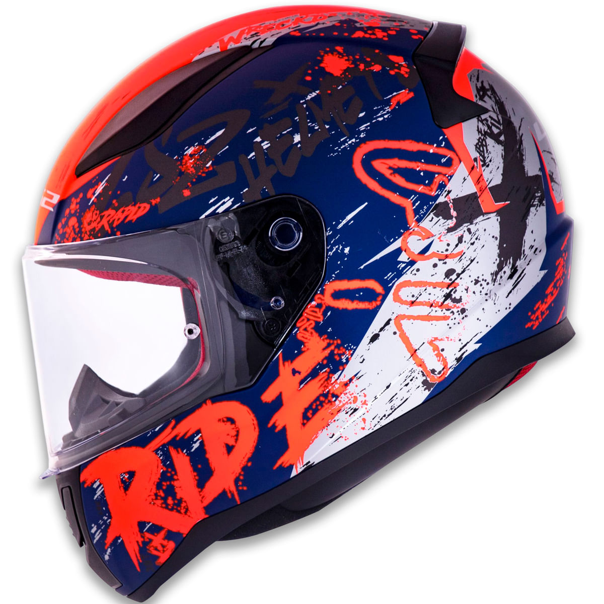 Capacete Original LS2 FF353 Rapid Naughty Fosco Azul Laranja