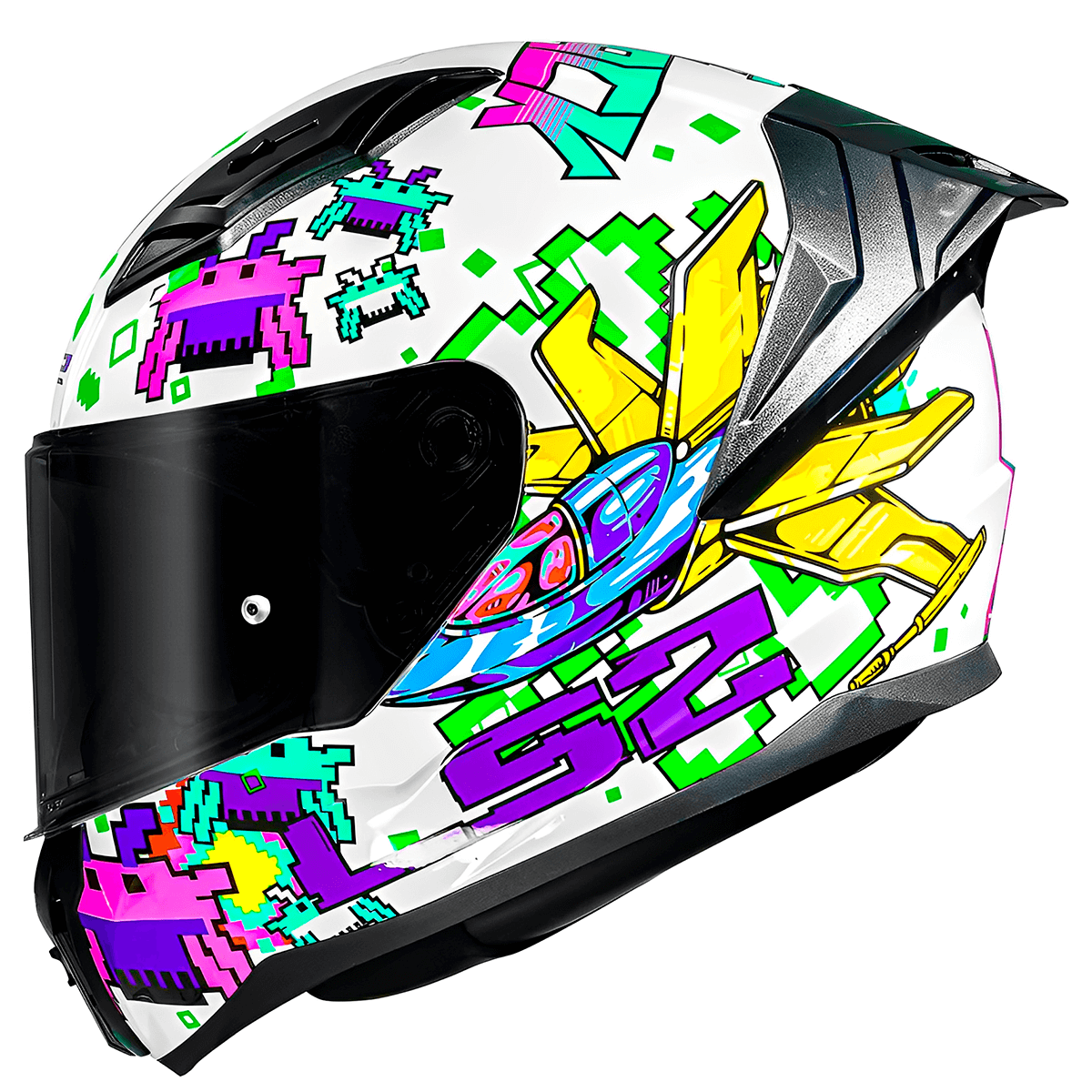 Capacete Original LS2 FF810 Vigo Space Attack Branco Roxo