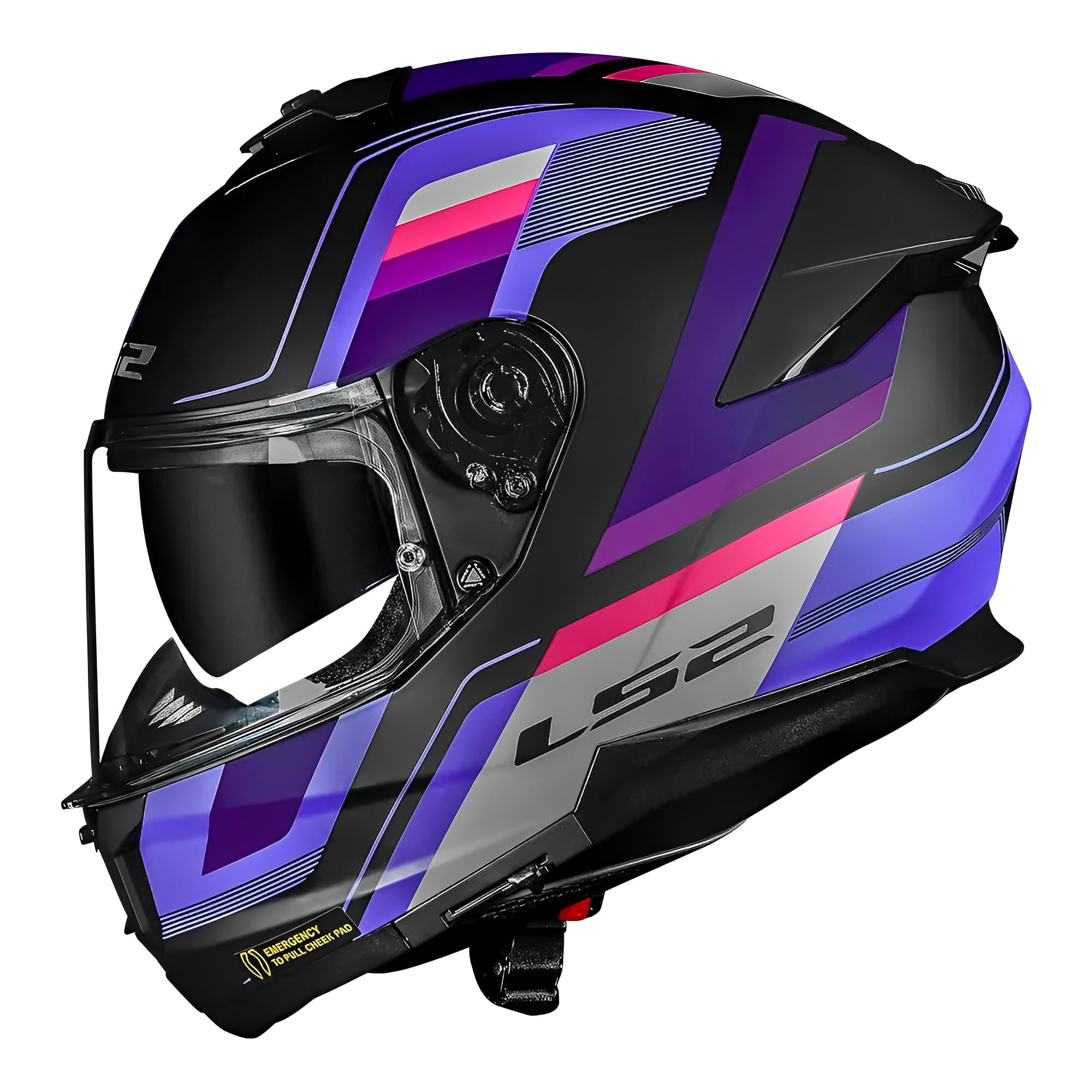 Capacete Original LS2 FF808 Stream 2 Vintage Fosco Preto Roxo Cinza