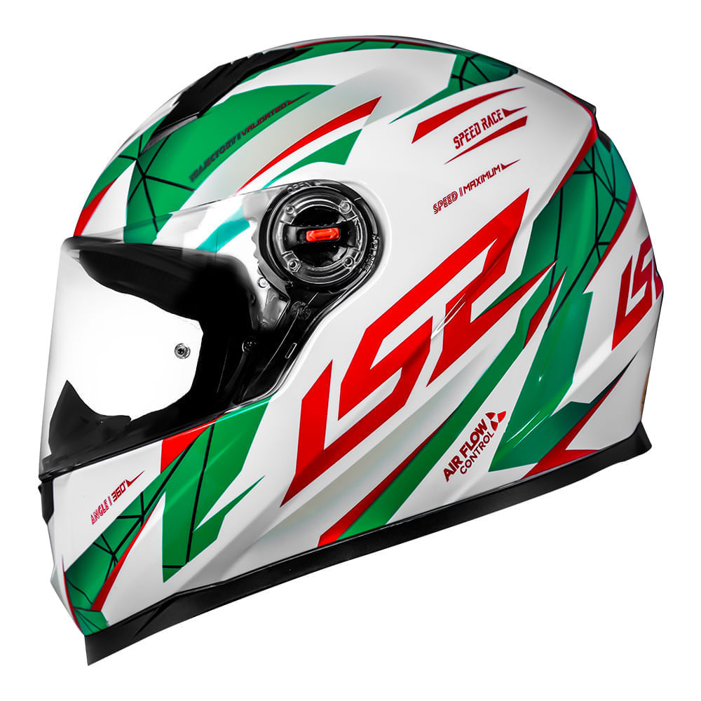 Capacete Original LS2 FF358 Draze Branco Verde Vermelho