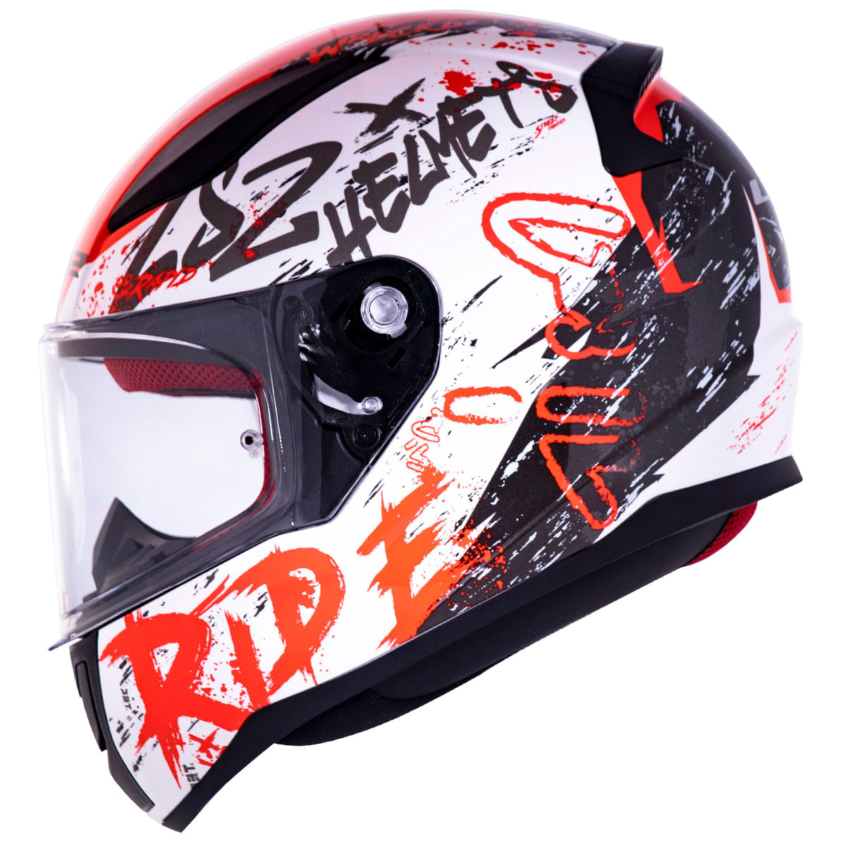 Capacete Original LS2 FF353 Rapid Naughty Branco Vermelho