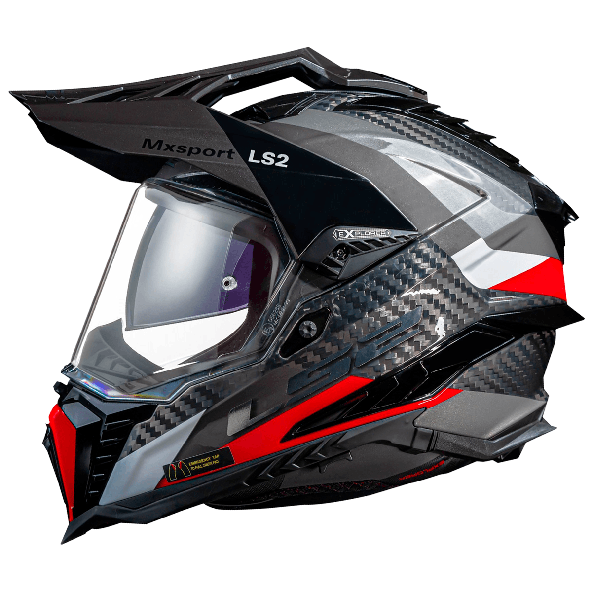 Capacete Original LS2 MX701 Explorer Frontier Titanium Vermelho