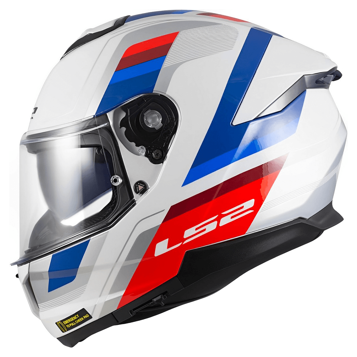 Capacete Original LS2 FF808 Stream 2 Vintage Branco Azul Vermelho