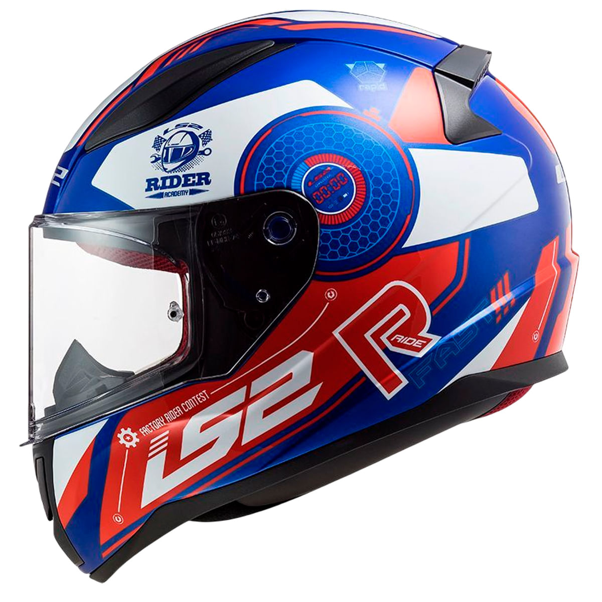 Capacete Original LS2 FF353 Rapid Stratus Azul Vermelho Branco