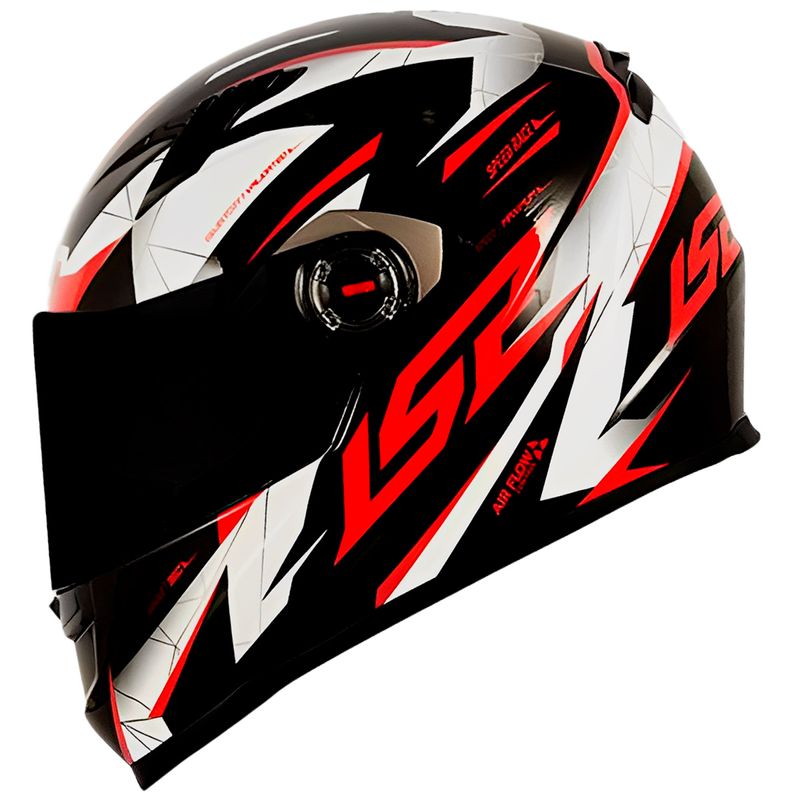 Capacete Original LS2 FF358 Draze Preto Branco Vermelho