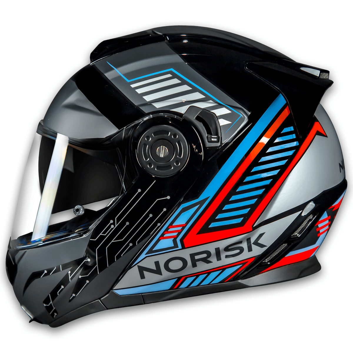 Capacete Original Norisk FF345 Route Charge Preto Titanium Azul