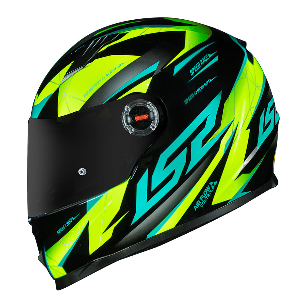 Capacete Original LS2 FF358 Draze Preto Amarelo Verde