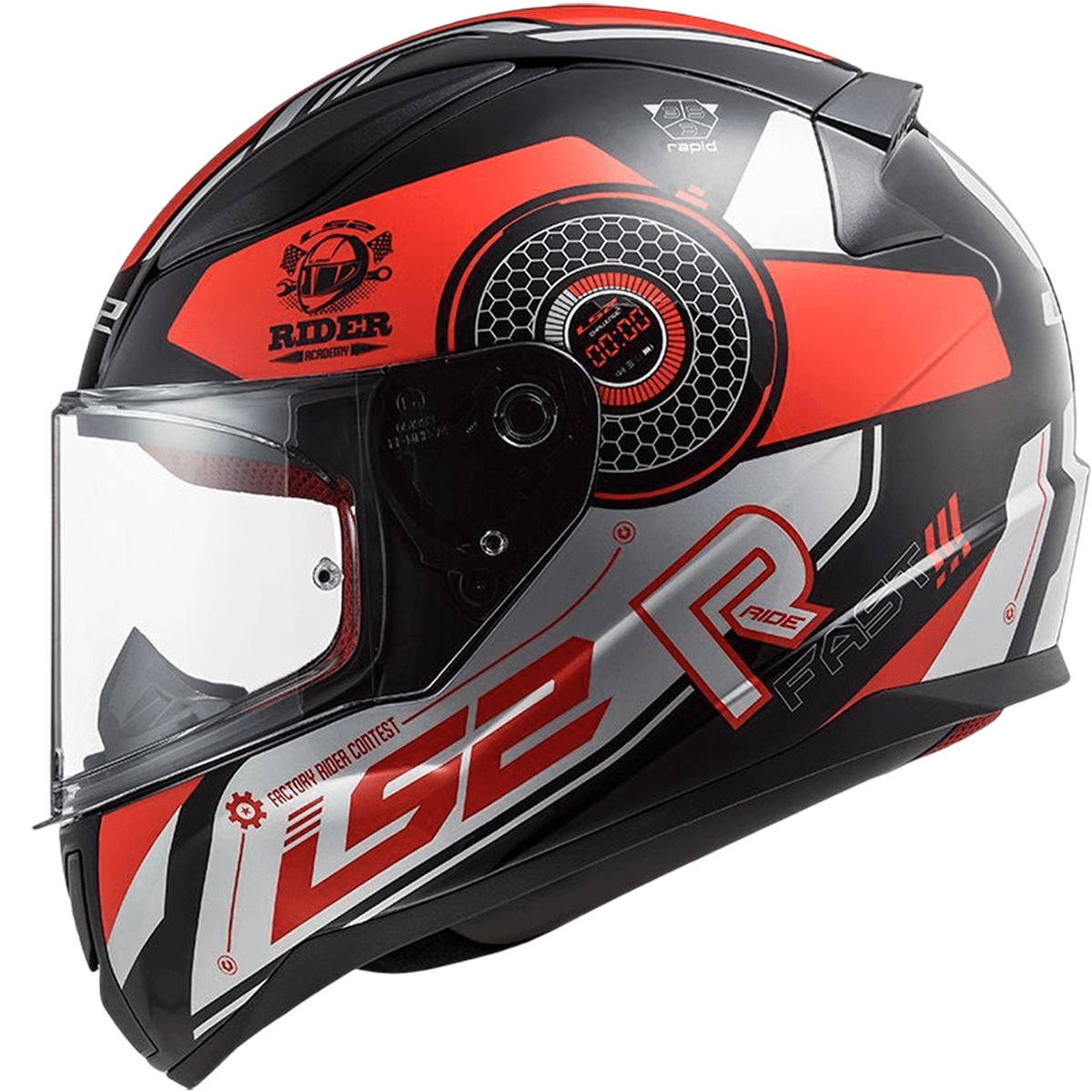 Capacete Original LS2 FF353 Rapid Stratus Preto Vermelho Cinza