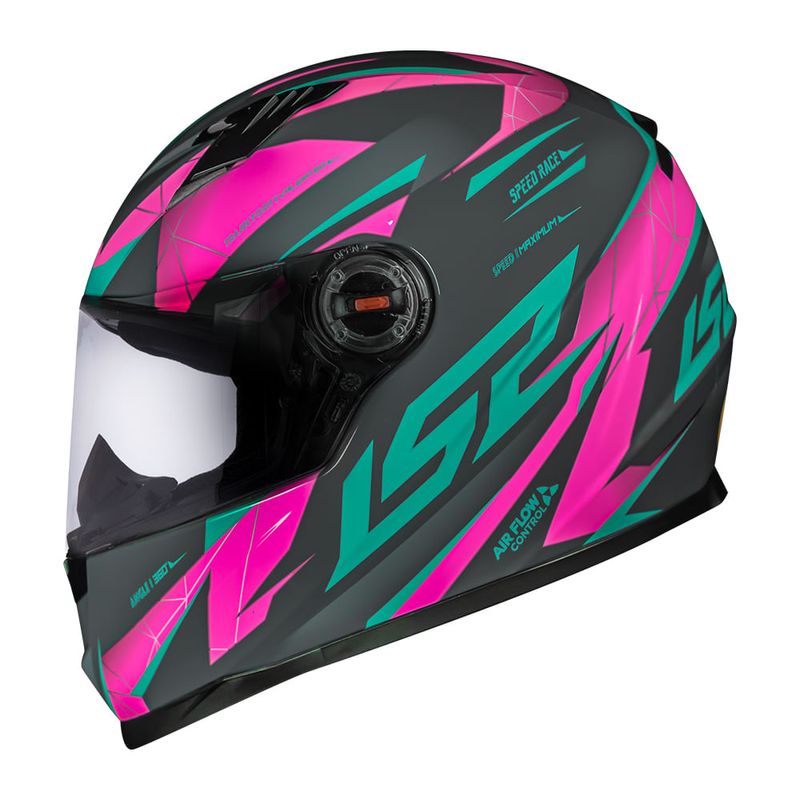 Capacete Original LS2 FF358 Draze Cinza Verde Rosa