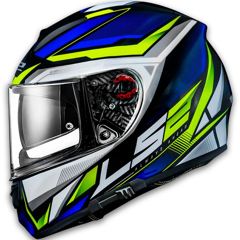 Capacete Original LS2 FF397 Vector Rider Azul Prata Amarelo