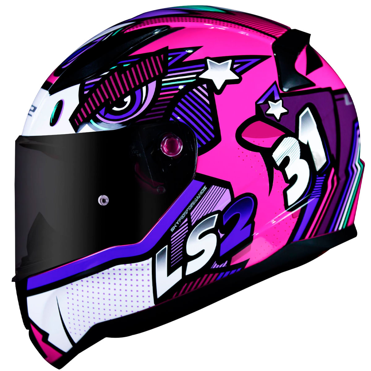 Capacete Original LS2 FF353 Rapid Khan Rosa Branco