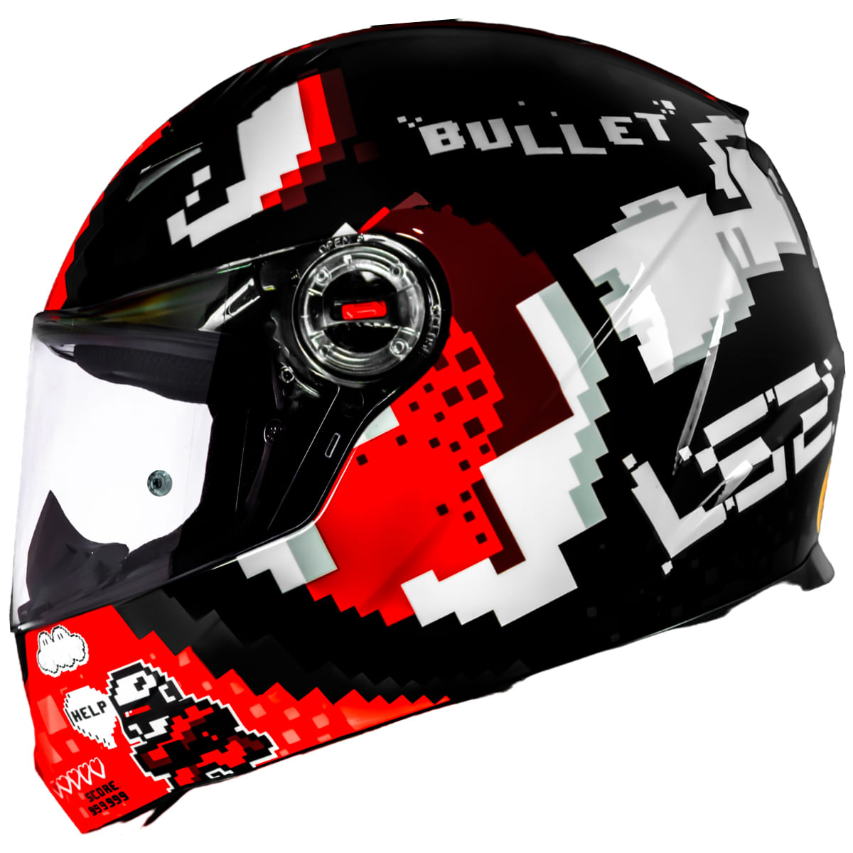 Capacete Original LS2 FF358 Classic Bullet Preto Vermelho