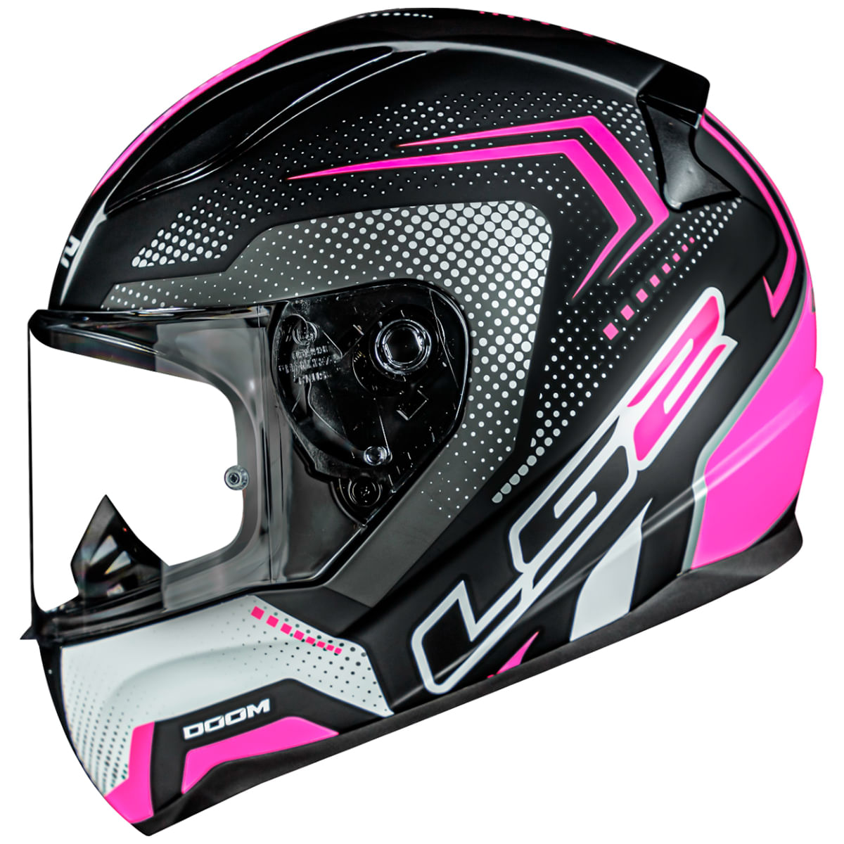 Capacete Original LS2 FF353 Rapid Doom Fosco Preto Rosa