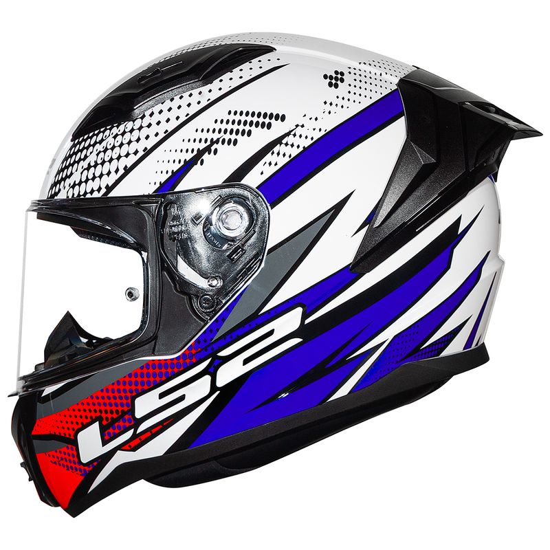 Capacete Original LS2 FF810 Vigo Flight Branco Azul Vermelho