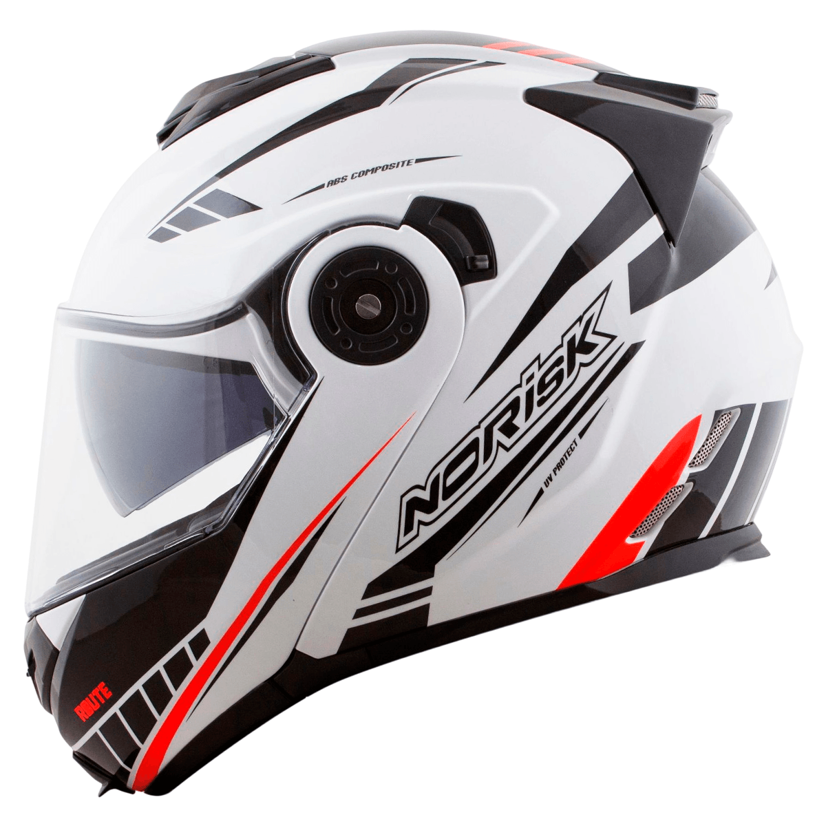 Capacete Original Norisk Route FF345 Motion Branco Preto Vermelho