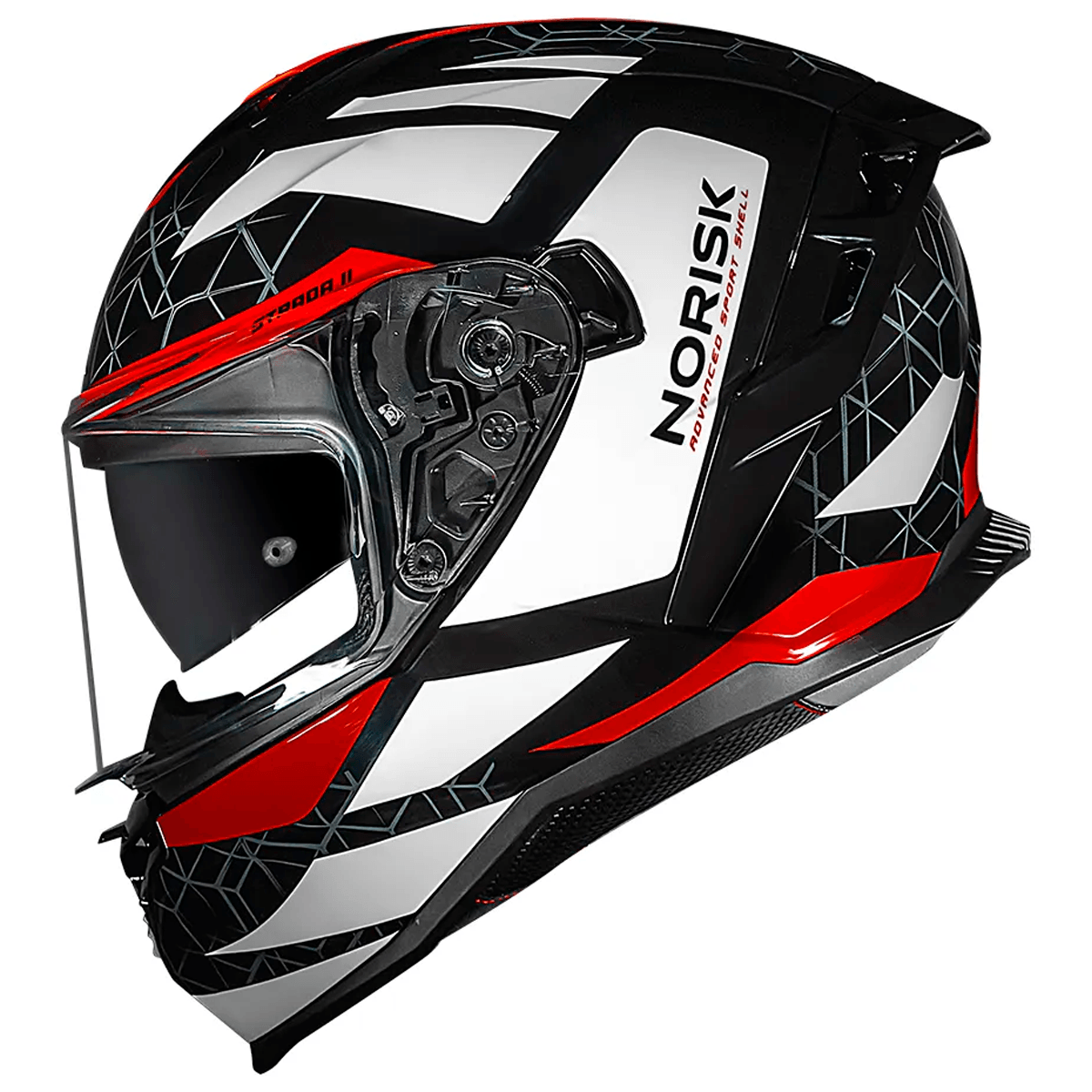 Capacete Original Norisk Strada 2 Evoque Preto Branco Vermelho