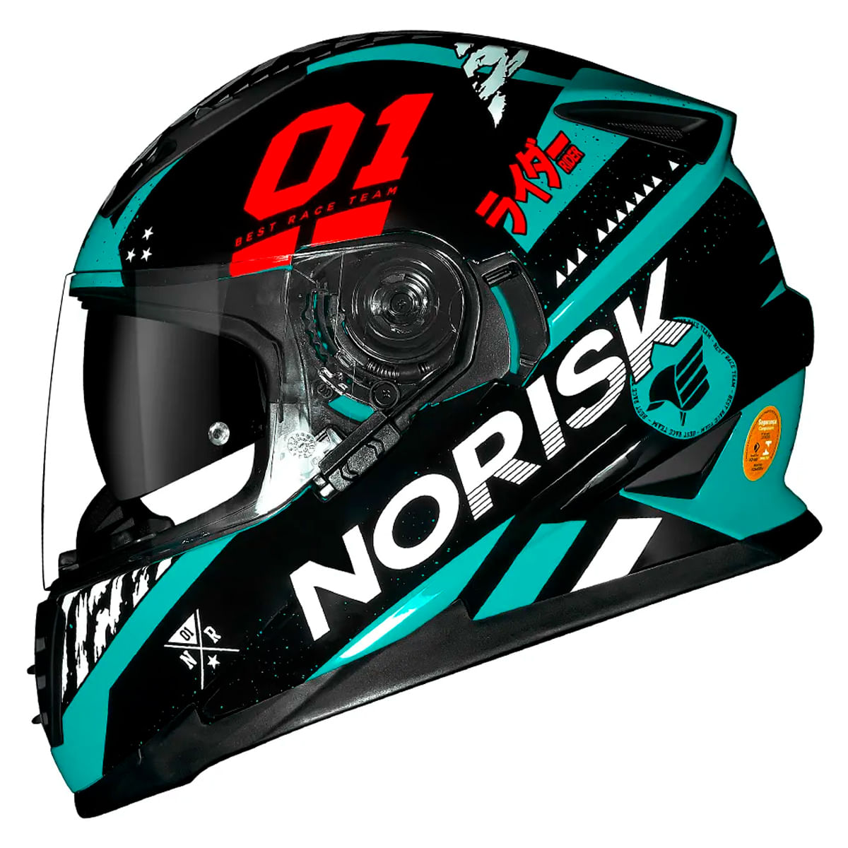 Capacete Original Norisk FF302 Soul Tokyo Preto Branco Verde