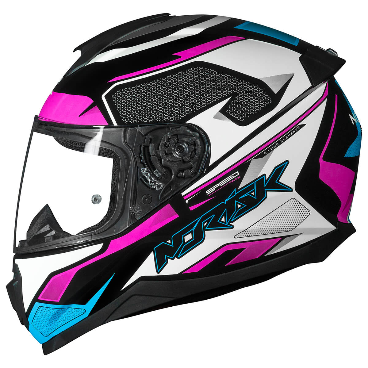 Capacete Original Fechado Norisk Razor Speedmax Preto Branco Rosa