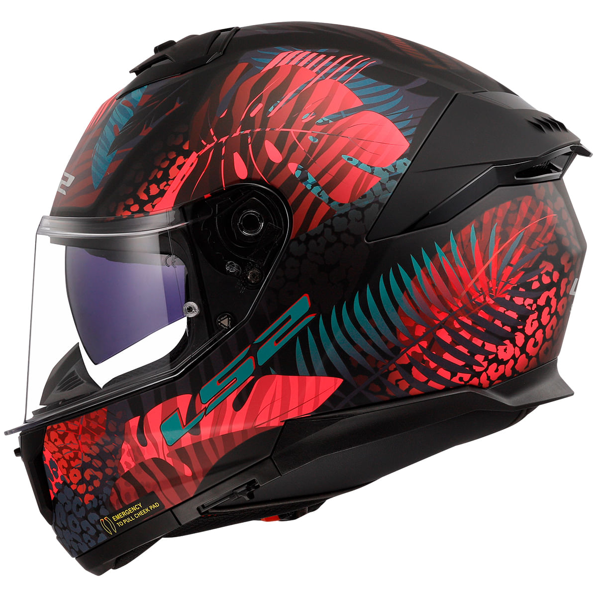 Capacete Original LS2 FF808 Stream 2 Jungle Fosco Preto Rosa Azul