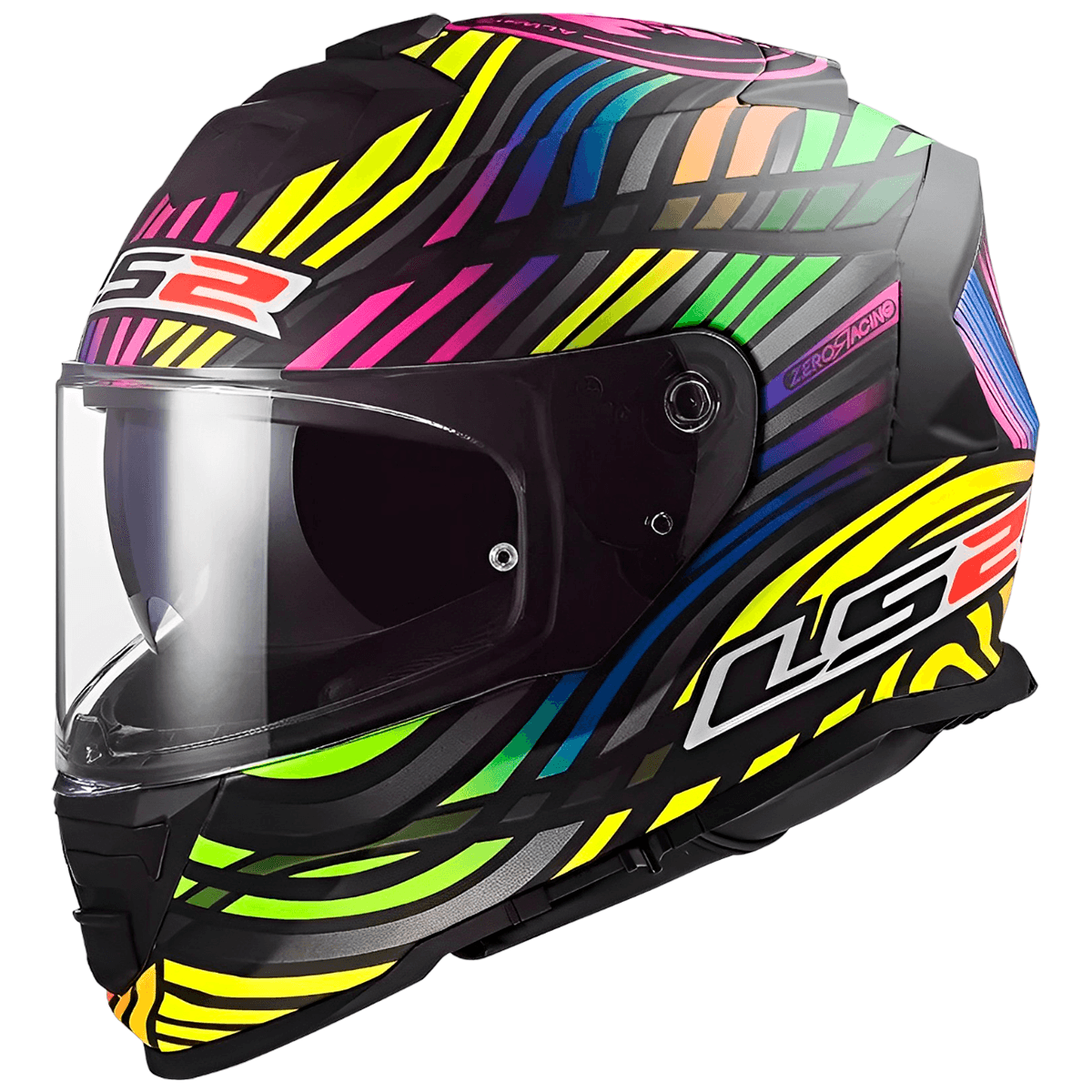 Capacete Original LS2 FF800 Storm Power Rainbow Preto Fosco