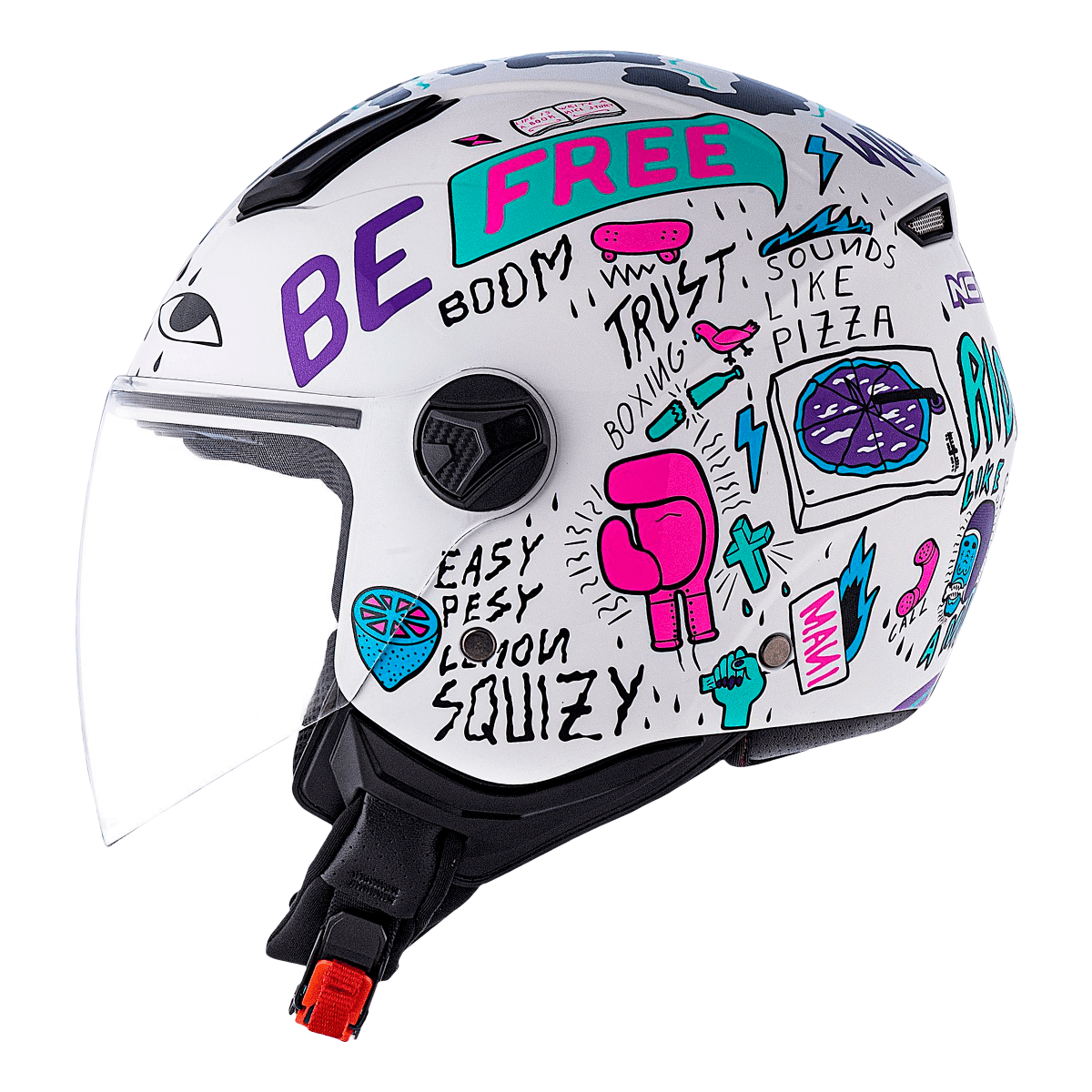 Capacete Original Norisk Orion Free Branco Roxo